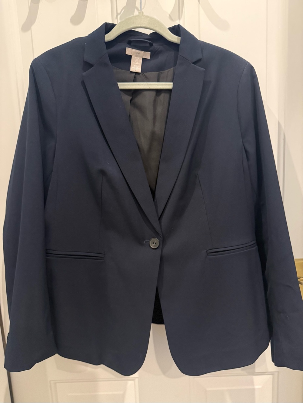 Women's H&M Navy Blazer - Single-Button Professional Jacket